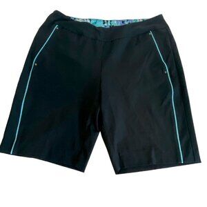 Greg Norman Womens Golf Shorts Size 8 Black Aqua Stretch Pull on Sportswear